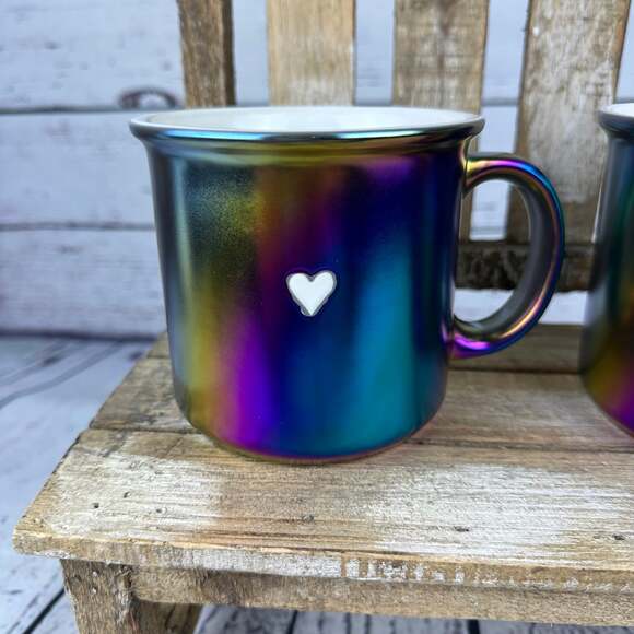 💖 Iridescent Heart Coffee Mugs (Set of 2) – Camp Style Valentine’s Day Gift - Picture 2 of 3
